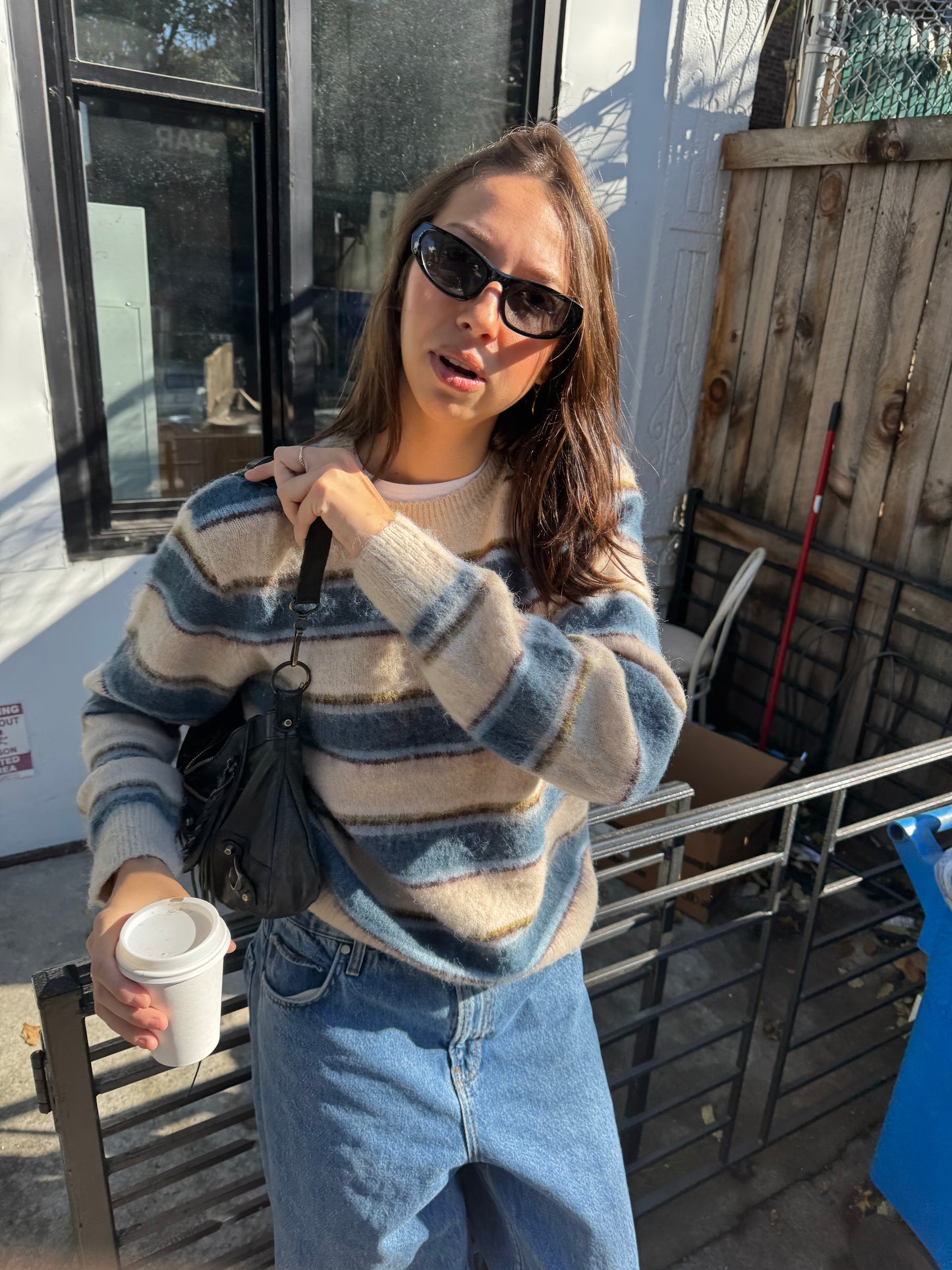 Stripe Mohair Knit Sweater